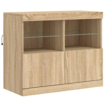 Abbildung von vidaXL Sideboard mit LED Leuchten Sonoma Eiche 81x37x67 cm (1 St)