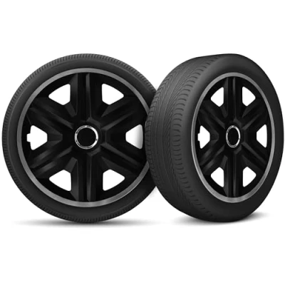 Abbildung von Auto Radkappen Radzierblenden 4er Set passend für alle Stahlfelgen Einstellbarer Sicherungsring 16 Zoll Schwarz Graphit