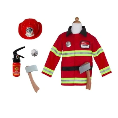 Abbildung von Feuerwehr Verkleidungsset f&uuml;r Kinder &ndash; 6 teilig, Gr&ouml;&szlig;e US 5