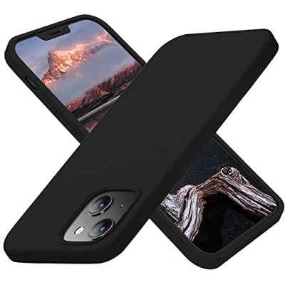 Abbildung von Cordking Designed for iPhone 13 Case, 14 Silicone Ultra Slim Shockproof Protective Phone Case with [Soft Anti Scratch Microfiber Lining], 6.1 inch, Black