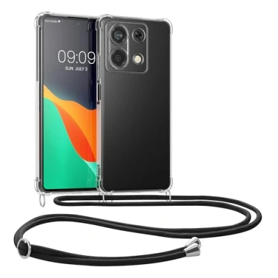Abbildung von kwmobile Necklace Case kompatibel mit Xiaomi Redmi Note 13 5G Hülle Silikon Cover Handykette Band Handyhülle Transparent Schwarz