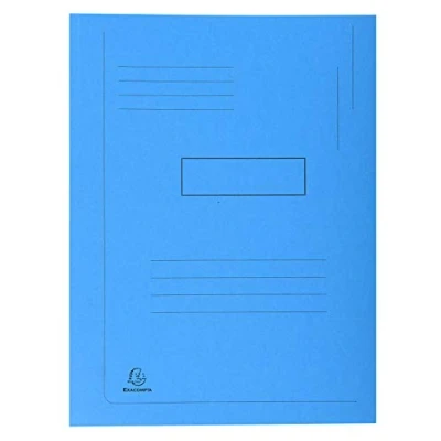 Abbildung von Exacompta 445006E Öko Einschlagmappe. Aus Recycling Karton DIN A4 mit 2 Klappen blau Sammelmappe Dokumentenmappe ideal für Büro und Schule