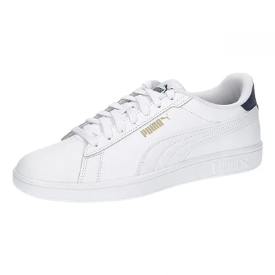 Abbildung von Puma Smash 3.0 Unisex Sneaker low, Größe: 46, White/navy/gold Leder und lederimitat