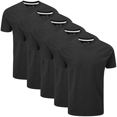Abbildung von Charles Wilson 5er Packung Einfarbige T Shirts mit Rundhalsausschnitt (3X Large, Plain Black)