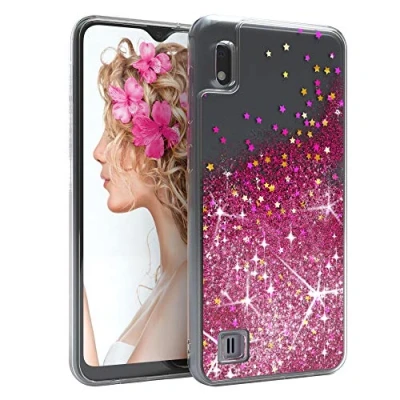 Abbildung von EAZY CASE Hülle kompatibel mit Samsung Galaxy A10 Schutzhülle Flüssig Glitzer, Handyhülle, Schutzhülle, Back Cover Glitter Flüssigkeit, TPU/Silikon, Transparent/Durchsichtig, Pink