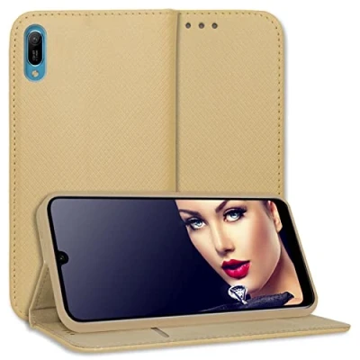 Abbildung von mtb more energy® Schutz Tasche Smart Magnet kompatibel mit Huawei Y6 2019 (6.09&#039;&#039;) Gold Bookstyle Klapp Cover Hülle Wallet Case