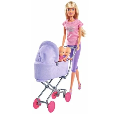 Abbildung von Simba Steffi Liebespuppe mit rosa Kinderwagen
