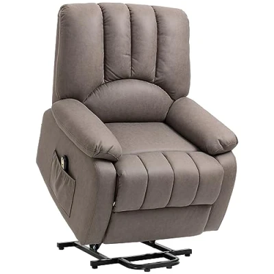 Abbildung von HOMCOM Elektrischer Sessel mit Aufstehhilfe Relax Verstellbarer Rückenlehne aus Mikrofaser Fußstütze und Fernbedienung 86 x 92 102 cm Grau