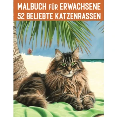 Abbildung von 52 beliebte Katzenrassen aus aller Welt / Malbuch für Erwachsene: Professionelle Motive Spaß, Entspannung &amp; Stressabbau (Mal und Rätselbücher Erwachsene)