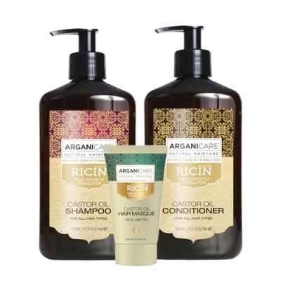 Abbildung von ARGANICARE Sortiment Ricin Mit Bio Rizinusöl Haarpflege Füttert Stärkt Spendet Feuchtigkeit Alle Haartypen Shampoo + Spülung Probe (Maske)