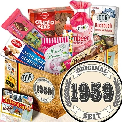 Abbildung von Original seit 1959 Geschenkset Suessigkeiten Box DDR