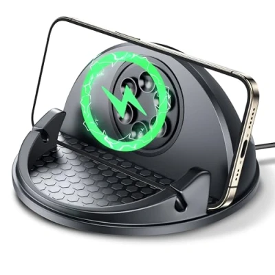 Abbildung von Beeasy 15W Fast Wireless Charger Auto, Handyhalterung Auto Mit Ladefunktion Induktive Ladestation Qi Kfz Kabelloses Ladegerät, Halterung Armaturenbrett für iPhone Samsung Huawei LG usw