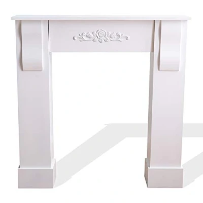 Abbildung von Rebecca Mobili dekorative Kaminkonsole, Klassische Kaminumrandung Shabby, Weiß, für Wohnzimmer Schlafzimmer, Wohnaccessoire Maße: 92 x 93 22,5 cm (HxLxB) Art. RE4283