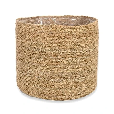 Abbildung von DARO DEKO Seegras Korb rund Natur Ø 23 x 21 mit Einsatz Blumentopf geflochten Aufbewahrungskorb Über Topf Blumenkorb