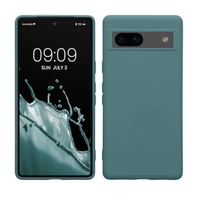 Abbildung von kwmobile Hülle kompatibel mit Google Pixel 7a gummierte TPU Silikon Handyhülle Schutzhülle für kabelloses Laden Case in Arctic Night