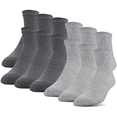 Abbildung von Gildan Herren Knöchelsocken aus Polyester, Halbkissen, 12 Paar Socken, GRAU, Shoe Size: 6 (12er Pack)