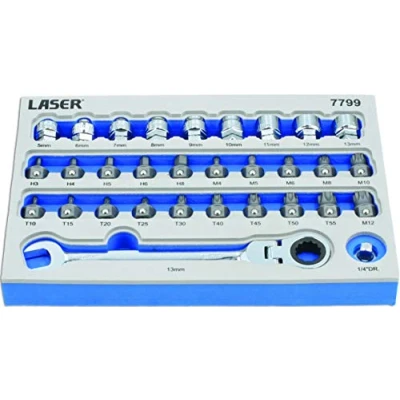 Abbildung von Laser 7799 Low Profile Bit &amp; Alldrive Go Thru Socket Set 31pc