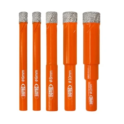 Abbildung von BGTEC Trockener Diamant Bohrer Einstellen 5 Stück 6/6/8/10/12 mm Lochsäge für Granit, Marmor, Mauerwerk, Beton, Fliesen/Keramik, Glas, Hartplastik, Vakuumgelötet