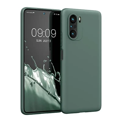 Abbildung von kwmobile Hülle kompatibel mit Xiaomi Mi 11i / Poco F3 weiches TPU Silikon Case Cover geeignet für kabelloses Laden Blaugrün