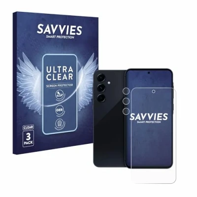 Abbildung von Savvies 6 Stück Schutzfolie für Samsung Galaxy A55 5G (Display+Kamera) Displayschutz Folie Ultra Transparent