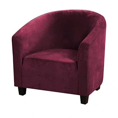 Abbildung von C/N Sesselbezug, dehnbar, aus Samt, Cabriolet Sessel, 1 Sitzer, Bezug für Tullsta Chesterfield, elastisch, Burgund