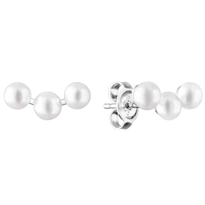 Abbildung von Gaura Pearls Paar Ohrstecker, 3 echte kleine Süßwasserzuchtperlen 3.5 4 mm, 925 Silber rhodiniert