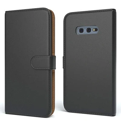 Abbildung von EAZY CASE Tasche kompatibel mit Samsung Galaxy S10e Schutzhülle Standfunktion Klapphülle im Bookstyle, Handytasche Handyhülle Flip Cover Magnetverschluss und Kartenfach, Kunstleder, Schwarz