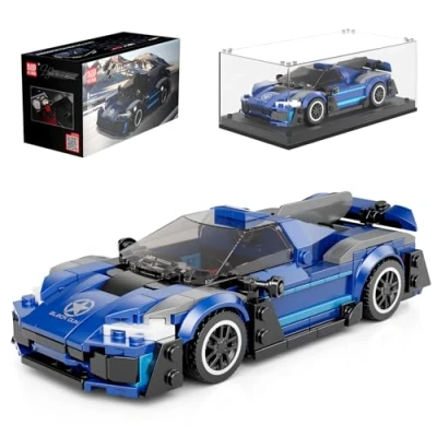Abbildung von Mould King 27082 Technik Speed Champion Rennwagen Klemmbausteine AMG ONE Auto Bausteine Sportwagen Bauspielzeug mit Acryl Vitrine Modellautos zum Sammeln (405 Teile)