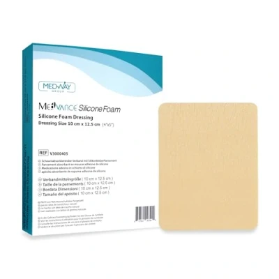 Abbildung von MedVanceTM Silikon Schaumabsorbierender Verband mit Silikonkleber, 10 cm x 12.5 cm, Packung 5 Wundverbänden