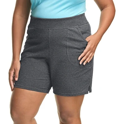 Abbildung von JUST MY SIZE Damen Plus Baumwoll Jersey Schlupfshorts, Charcoal Heather, 2X
