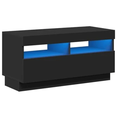 Abbildung von vidaXL TV Schrank mit LED Leuchten Lowboard Sideboard Fernsehschrank Fernsehtisch Möbel Tisch Board HiFi Schwarz 80x35x40cm