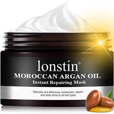 Abbildung von lonstin Arganöl Haarmaske, Haarpflege, Haarbehandlung, Deep Conditioner Sofortige Reparaturmaske für Trockenes Strapazierte Lockige Gefärbtes Gebleichte Haar, Spliss Reduzieren &amp; Frizz Control, 300ml