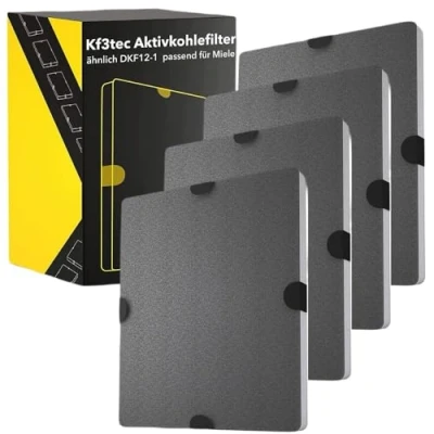 Abbildung von KF3TEC® Aktivkohlefilter (4 Filter) ähnlich DKF12 1 bzw. 6228731, passend für Miele Dunstabzugshauben DA269 4 / DA279 DA390 DA420 28996265D (4er pack)