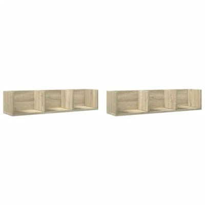 Abbildung von vidaXL Wandschrank 2 STK., Wandregal mit Stauraum, Hängeregal Bücherregal für Wohnzimmer, Schweberegal Regal TV Schrank, Sonoma Eiche Holzwerkstoff