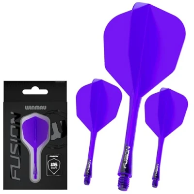 Abbildung von WINMAU Darts Fusion Integrated Flight &amp; Shaft System No.6 Shape Design Lila Farbe, Medium Länge