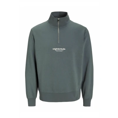 Abbildung von Jack &amp; Jones Jorvesterbro Quarter ZIP Sweatshirt, Herren, Größe: 4XL, Stormy weather