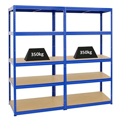 Abbildung von PROREGAL Mega Deal 2er Set Schwerlastregale Slim Elephant 180x90x60cm mit 5 Ebenen Fachlast 350kg Blau