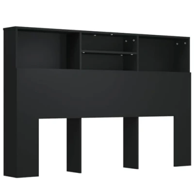 Abbildung von vidaXL Bett Kopfteil mit Ablagen Regal Wand Bücherregal Betthaupt Bettkopfteil Schlafzimmer Schwarz 160x19x103,5cm