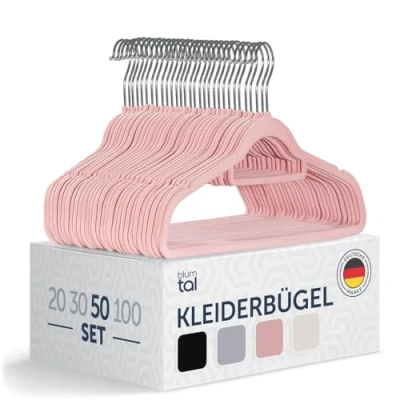 Abbildung von Blumtal Kleiderbügel Rutschfest Samtoptik Platzsparend, (50 tlg), Premium inkl. Krawattenhalter, 360 drehbar, Anti Rutsch Bügel