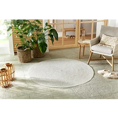 Abbildung von NORTHRUGS Teppich &quot;Trenzado&quot;, rund, 10 mm Höhe, In &amp; Outdoor, Handmade Look, Gewebt, Wetterfest, Balkon, Wohnzimmer