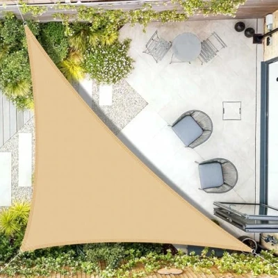 Abbildung von AXT SHADE Sonnensegel Wasserdicht Dreieck Rechtwinklig 3x3x4,25m Wetterschutz Sonnenschutz PES Polyester mit UV Schutz für Terrasse Balkon Garten Sand(Wir Machen Sondergrößen)