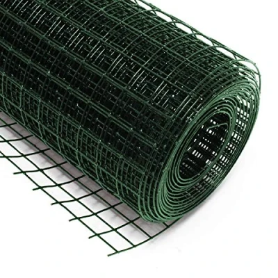 Abbildung von Wiltec Maschendrahtzaun Grün 1x10 m 100 cm Höhe 0,9 mm Stärke 19x19 Maschengröße, Volierendraht 4 Eck aus Stahl verzinkt, Drahtgitter, Vogeldraht