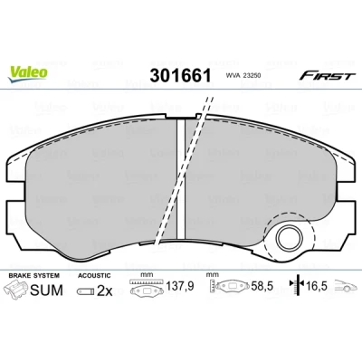 Abbildung von VALEO 301661 Bremsbelagsatz FIRST Vorderachse inkl. Verschleißwarnkontakt ohne Anti Quietsch Blech OPEL: Frontera B SUV