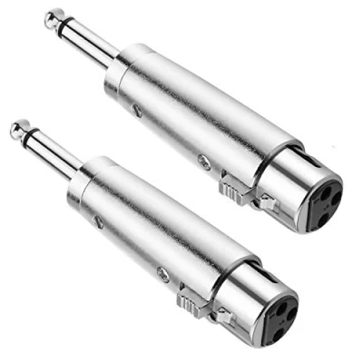 Abbildung von JOMLEY XLR Buchse auf 6,35 mm TS Mono Adapter, Unsymmetrische (1/4 Zoll) Stecker Kabeladapter 2 Packungen