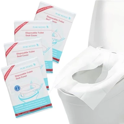 Abbildung von 40 Stück Toilettenauflage,Einweg Toilettensitzbezug,Einweg Toilettenauflage,Toilet Seat Cover,WC Papiersitze,Toilettensitz Papierauflage Spülbarer,für Reisen,Geschäftsreise(425 * 360mm)