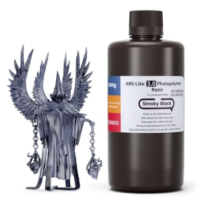 Abbildung von ELEGOO ABS Like 3.0 3D Drucker Resin Rauchiges Schwarz 1000g, 405nm UV Härtendes Printer Harz mit Hoher Zugfestigkeit und Biegefestigkeit für MSLA/LCD/DLP