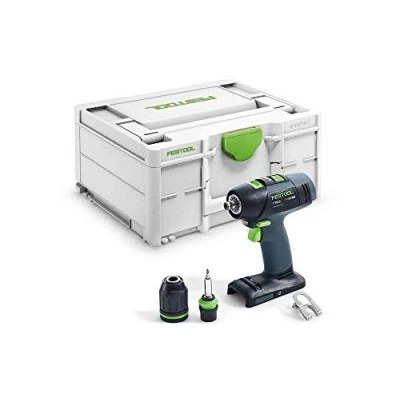 Abbildung von Festool Akku Bohrschrauber T 18+3 Basic (mit Werkzeugfutter, Magnet Bithalter, Schnellspannbohrfutter, Bit, Gürtelclip), im Systainer