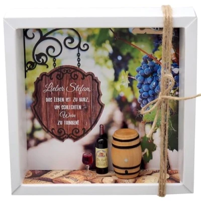 Abbildung von ZauberDeko Geldgeschenk Verpackung Weingutschein Wein Geschenk Geburtstag PERSONALISIERT