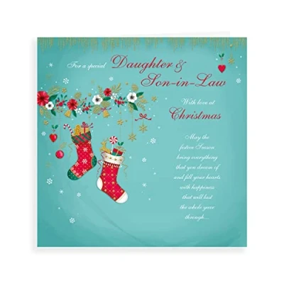 Abbildung von Piccadilly Greetings Regal Publishing C85520 Klassische Weihnachtskarte &quot;Daughter &amp; Son In Law&quot;, grün/rot, 223 mm²