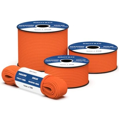 Abbildung von Brotree 550 Paracord 4mm 30m Schnur 100% Polyester Seil Reißfest Typ III 7 Kern für Armbänder, Basteln, Outdoor, Camping, Survival Orange